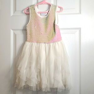 Girls Flip Sequin scalloped tulle Dress